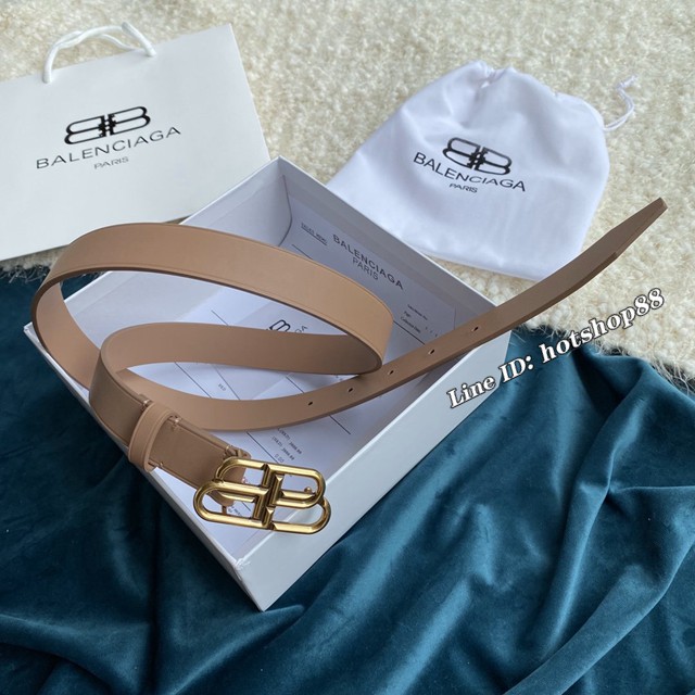 Balenciaga女士皮帶 巴黎世家BB經典logo扣腰帶 巴黎世家小牛皮皮帶  jjp1135